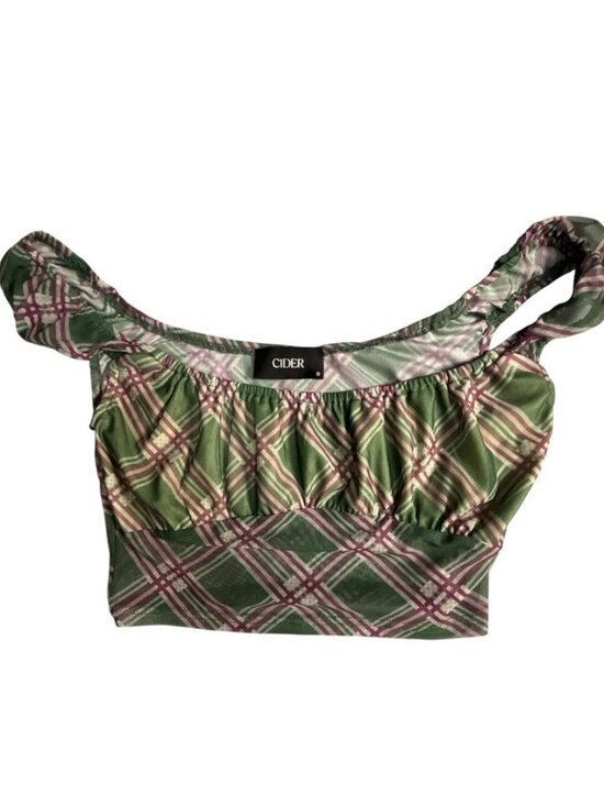Tops - Crop Top Cap Sleeve Mesh Stretch Small